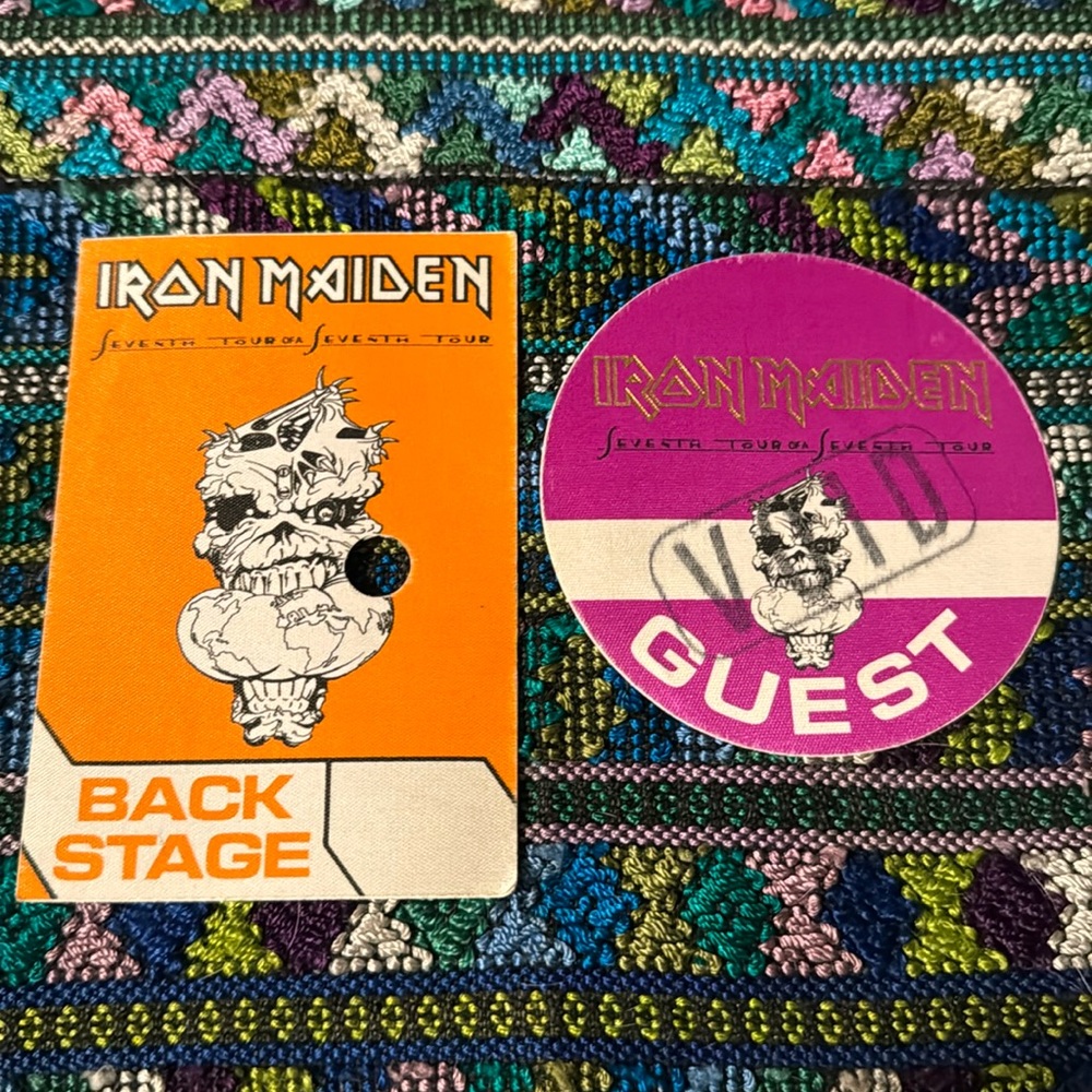 IRON MAIDEN _ guest concert passes, rare find vintage heavy metal backstage pass